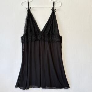 Shein Babydoll Lingerie Top Womens Plus 5X Black Semi Sheer Chiffon Nightgown